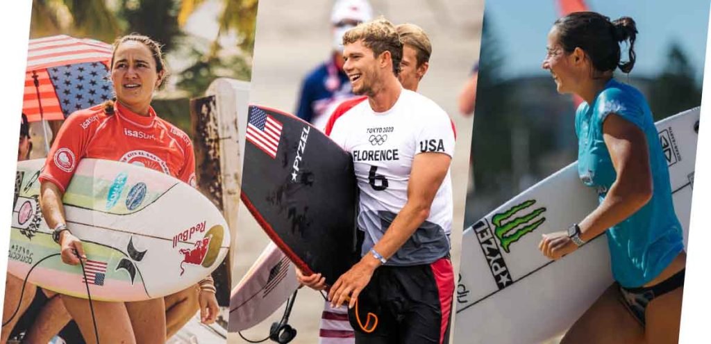 Carissa Moore, Tyler Wright y John John Florence